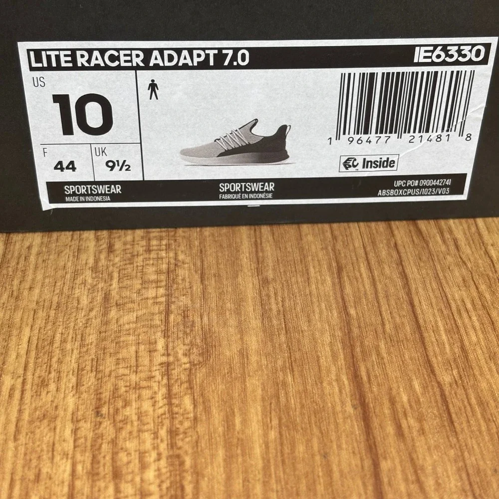 adidas Lite Racer Adapt 7.0 Mens 10 Black White IE6330 Slip On Running Shoes NEW